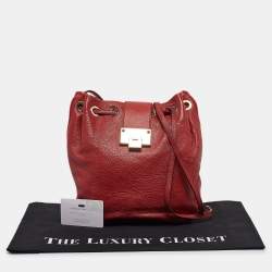 Jimmy Choo Red Leather Drawstring Shoulder Bag