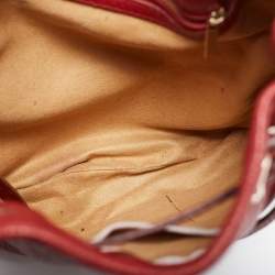 Jimmy Choo Red Leather Drawstring Shoulder Bag