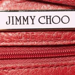 Jimmy Choo Red Leather Drawstring Shoulder Bag