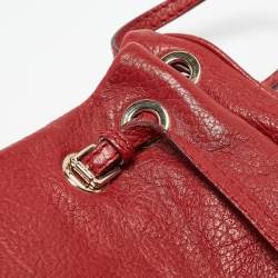 Jimmy Choo Red Leather Drawstring Shoulder Bag