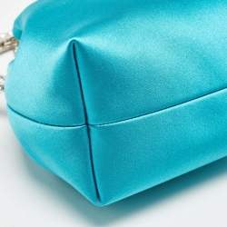Pre Owned Jimmy Choo Aqua Green Satin Crystals Bon Bon Bucket Bag 