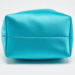 Pre Owned Jimmy Choo Aqua Green Satin Crystals Bon Bon Bucket Bag 