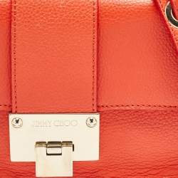 Pre Owned Jimmy Choo Orange Leather Rebel Crossbody Bag