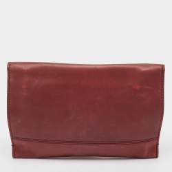 Pre Owned Jimmy Choo Burgundy Leather Flap Clutch