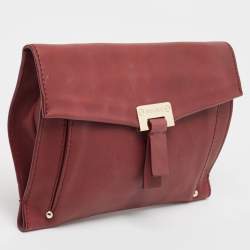Pre Owned Jimmy Choo Burgundy Leather Flap Clutch