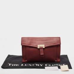 Pre Owned Jimmy Choo Burgundy Leather Flap Clutch