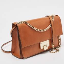 Pre Owned Jimmy Choo Brown Leather Rebel Flap Shoulder Bag