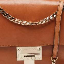 Pre Owned Jimmy Choo Brown Leather Rebel Flap Shoulder Bag