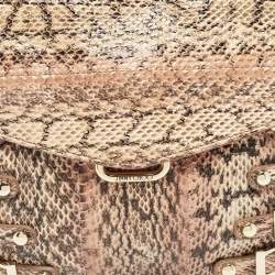 Pre Owned Jimmy Choo Pink Snakeskin and Leather Brix Convertible Chain Clutch