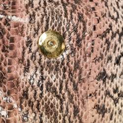 Pre Owned Jimmy Choo Pink Snakeskin and Leather Brix Convertible Chain Clutch