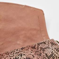 Pre Owned Jimmy Choo Pink Snakeskin and Leather Brix Convertible Chain Clutch