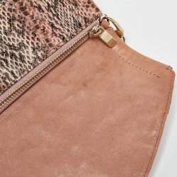 Pre Owned Jimmy Choo Pink Snakeskin and Leather Brix Convertible Chain Clutch