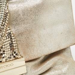 Pre Owned Jimmy Choo Light Gold Nubuck Leather Chandra Chain Clutch