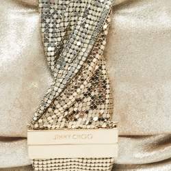 Pre Owned Jimmy Choo Light Gold Nubuck Leather Chandra Chain Clutch