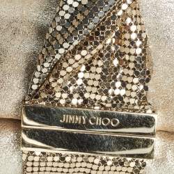 Pre Owned Jimmy Choo Light Gold Nubuck Leather Chandra Chain Clutch