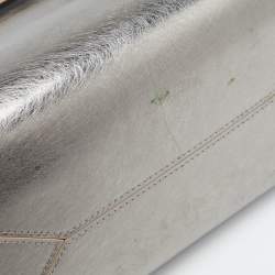 Pre Owned Jimmy Choo Silver Leather and Suede Satchel