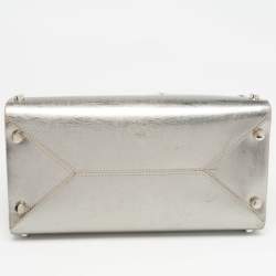 Pre Owned Jimmy Choo Silver Leather and Suede Satchel