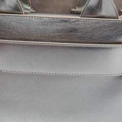 Pre Owned Jimmy Choo Silver Leather and Suede Satchel