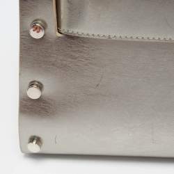 Pre Owned Jimmy Choo Silver Leather and Suede Satchel