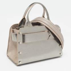 Pre Owned Jimmy Choo Silver Leather and Suede Satchel