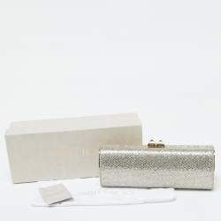 Pre Owned Jimmy Choo Gold Glitter Lurex Fabric Twill Tube Clutch
