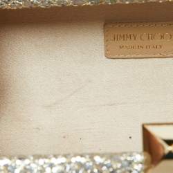 Pre Owned Jimmy Choo Gold Glitter Lurex Fabric Twill Tube Clutch