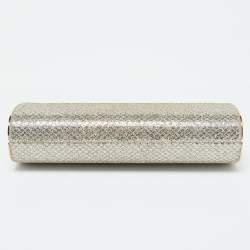 Pre Owned Jimmy Choo Gold Glitter Lurex Fabric Twill Tube Clutch