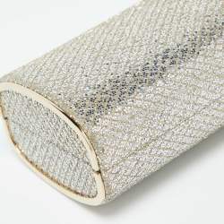 Pre Owned Jimmy Choo Gold Glitter Lurex Fabric Twill Tube Clutch