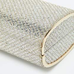 Pre Owned Jimmy Choo Gold Glitter Lurex Fabric Twill Tube Clutch