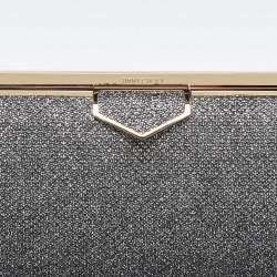 Jimmy Choo Silver Coarse Glitter Ellipse Clutch