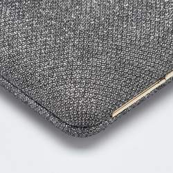 Jimmy Choo Silver Coarse Glitter Ellipse Clutch