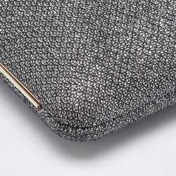 Jimmy Choo Silver Coarse Glitter Ellipse Clutch