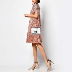 Pre Owned Jimmy Choo Silver Snakeskin Lockett City Shoulder Bag