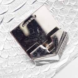 Pre Owned Jimmy Choo Silver Snakeskin Lockett City Shoulder Bag