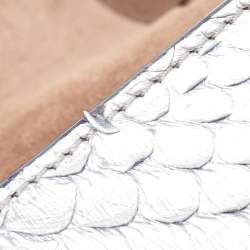 Pre Owned Jimmy Choo Silver Snakeskin Lockett City Shoulder Bag