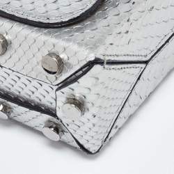 Pre Owned Jimmy Choo Silver Snakeskin Lockett City Shoulder Bag