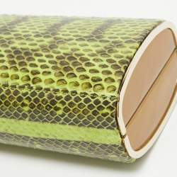 مملوكة مسبقًا Jimmy Choo Green/Gold Python and Leather Clasp Clutch