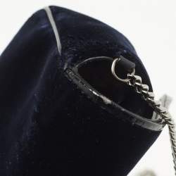Pre Owned Jimmy Choo Midnight Blue Velvet Mini Ruby Chain Crossbody Bag