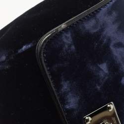 Pre Owned Jimmy Choo Midnight Blue Velvet Mini Ruby Chain Crossbody Bag