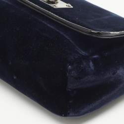 Pre Owned Jimmy Choo Midnight Blue Velvet Mini Ruby Chain Crossbody Bag