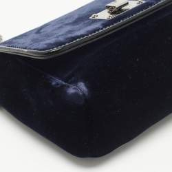 Pre Owned Jimmy Choo Midnight Blue Velvet Mini Ruby Chain Crossbody Bag