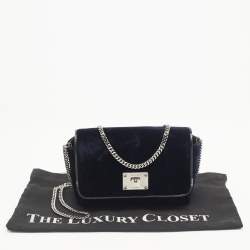 Pre Owned Jimmy Choo Midnight Blue Velvet Mini Ruby Chain Crossbody Bag