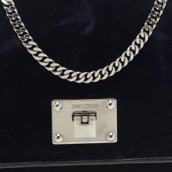 Pre Owned Jimmy Choo Midnight Blue Velvet Mini Ruby Chain Crossbody Bag