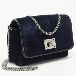 Pre Owned Jimmy Choo Midnight Blue Velvet Mini Ruby Chain Crossbody Bag
