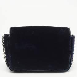 Pre Owned Jimmy Choo Midnight Blue Velvet Mini Ruby Chain Crossbody Bag