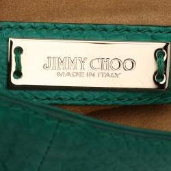 Pre Owned Jimmy Choo Green Watersnake Rebel Flap Top Handle Bag