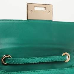 Pre Owned Jimmy Choo Green Watersnake Rebel Flap Top Handle Bag
