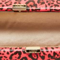 مملوكة مسبقًا Jimmy Choo Neon Pink/Black Leopard Print Vinyl Twill Tube Clutch