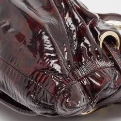 Pre Owned Jimmy Choo Burgundy Patent Leather Oversized Rio Chain Clutch