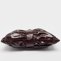 Pre Owned Jimmy Choo Burgundy Patent Leather Oversized Rio Chain Clutch